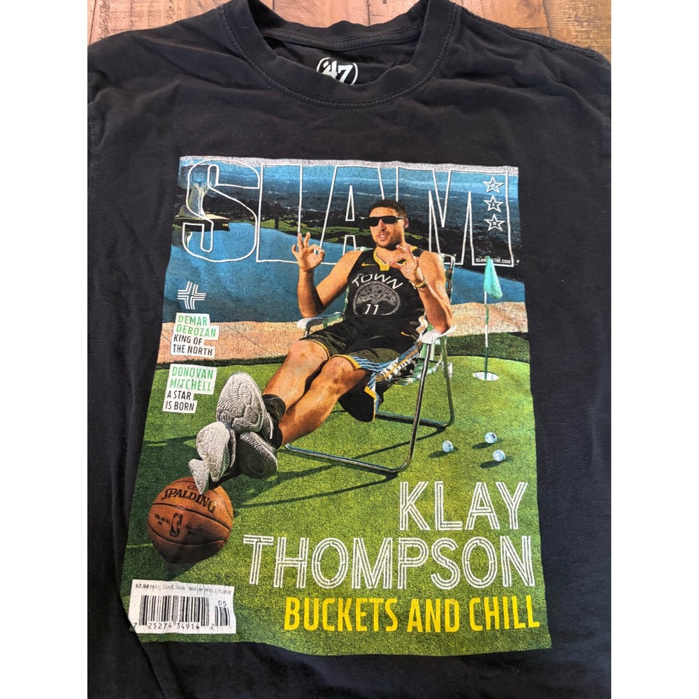 47 Brand x SLAM Klay Thompson Golden State Warriors T-Shirt Black Mens Medium